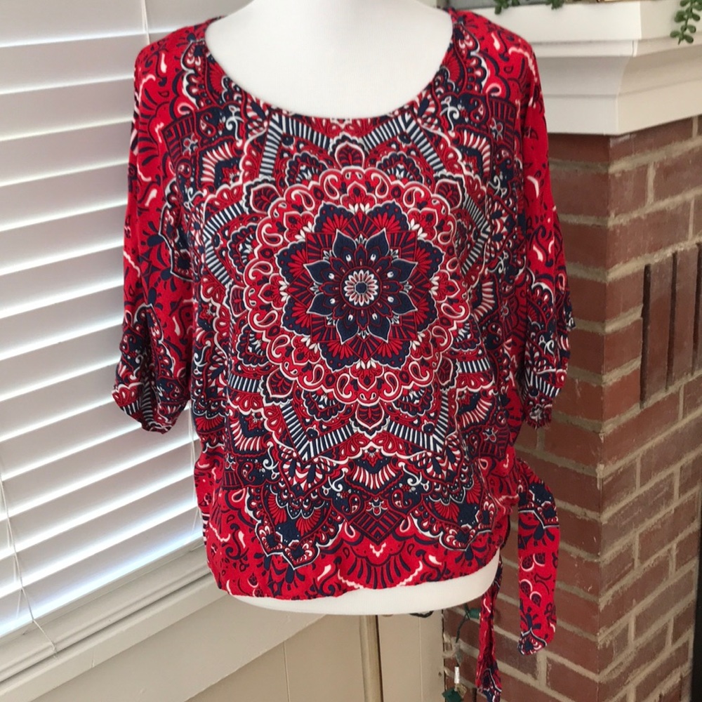Dolman sleeve side tie blouse